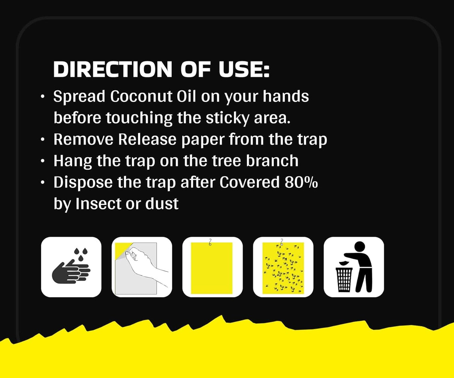 Chipku- White Sticky Trap for Smaller Insects in Garden & Farm,Black Thrips/Fly Trap/Insect Catcher/Sticky Pads for Insects, Whiteflies, Thrips (10)