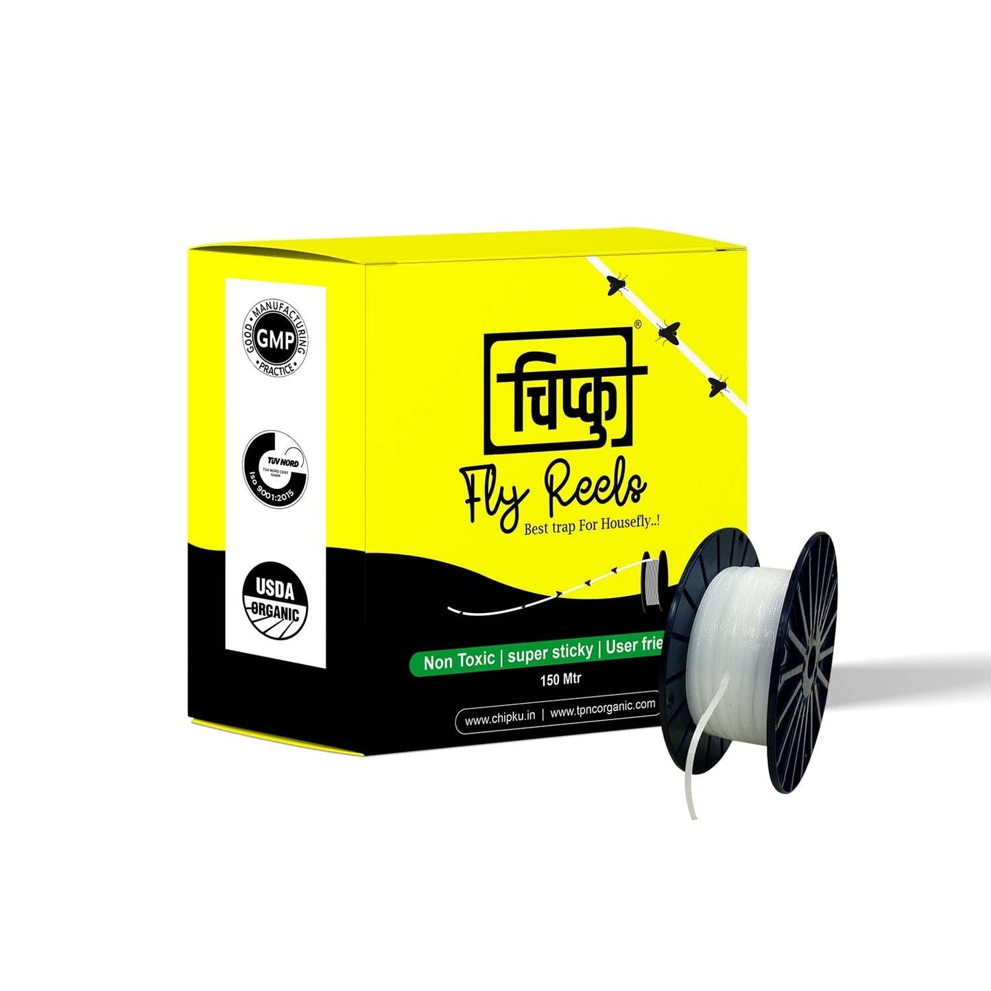 Chipku House Fly Reel – Sticky Fly Trap for Poultry Farms, Cattle Sheds & Hotel Areas