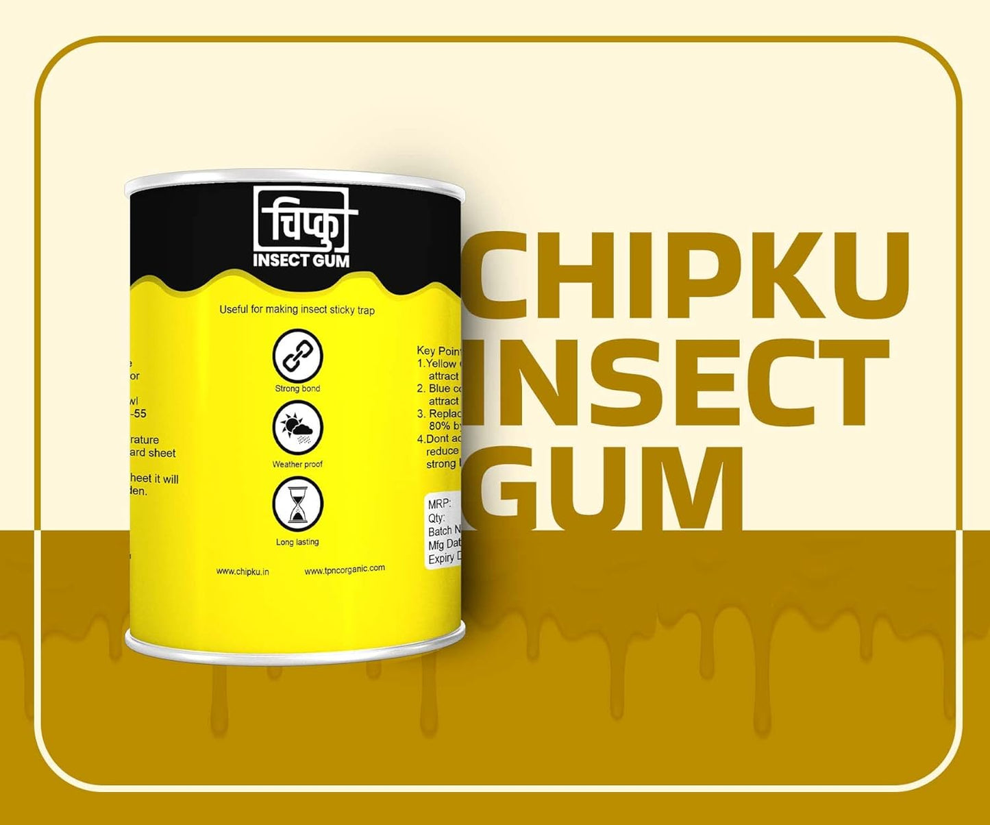 Chipku - Tree coating insect gum insect glue for tree coating with wrapping roll Tree banding sticky gum combo (pack of 1 kg with 1 roll)