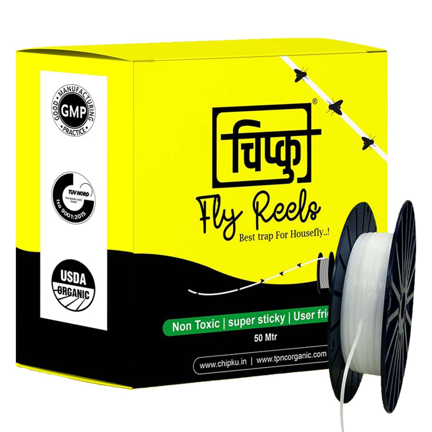 Chipku House Fly Reel – Sticky Fly Trap for Poultry Farms, Cattle Sheds & Hotel Areas