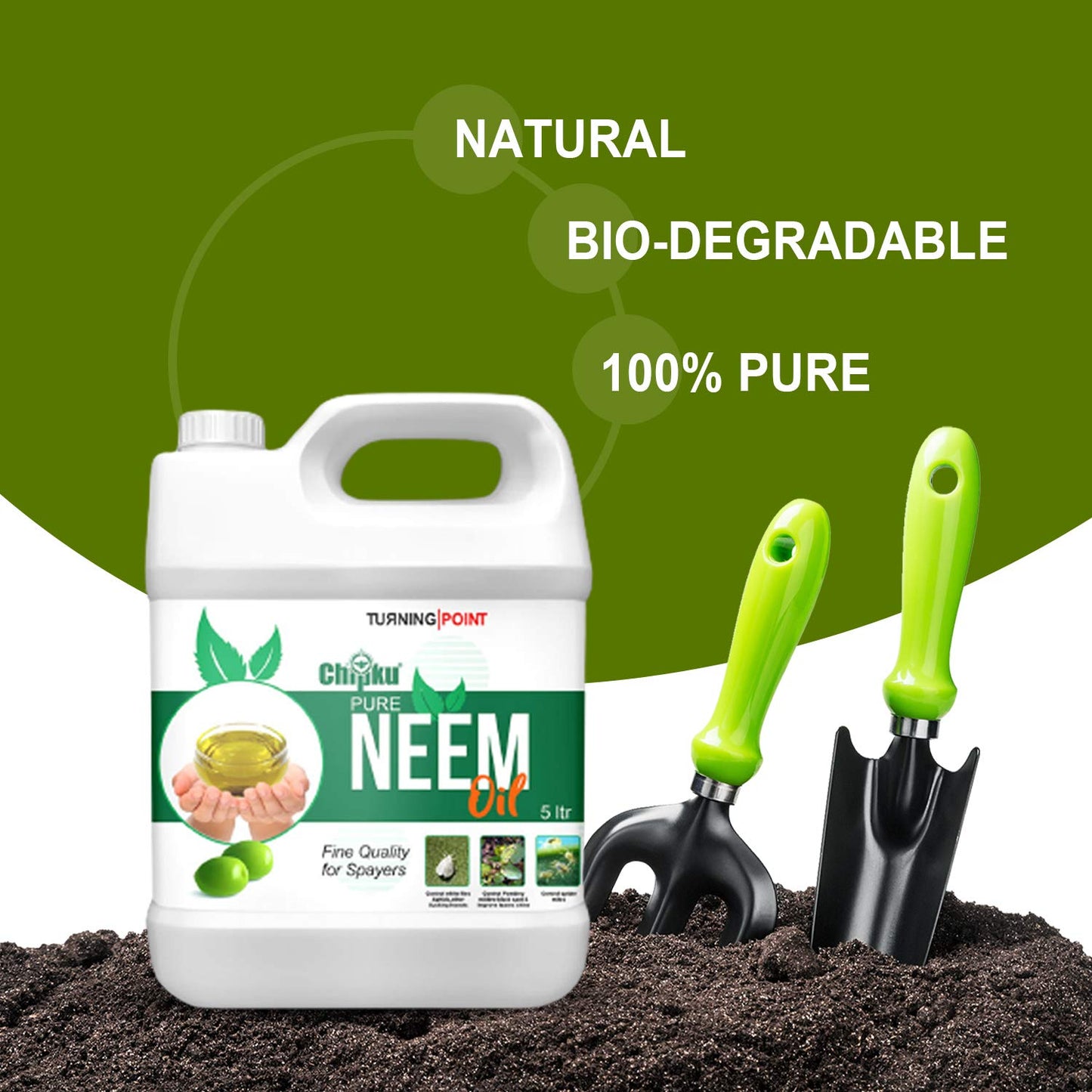 Chipku -Pure Cold Pressed, Water Soluble neem Oil for Spray on Plants and Garden (5Ltr)
