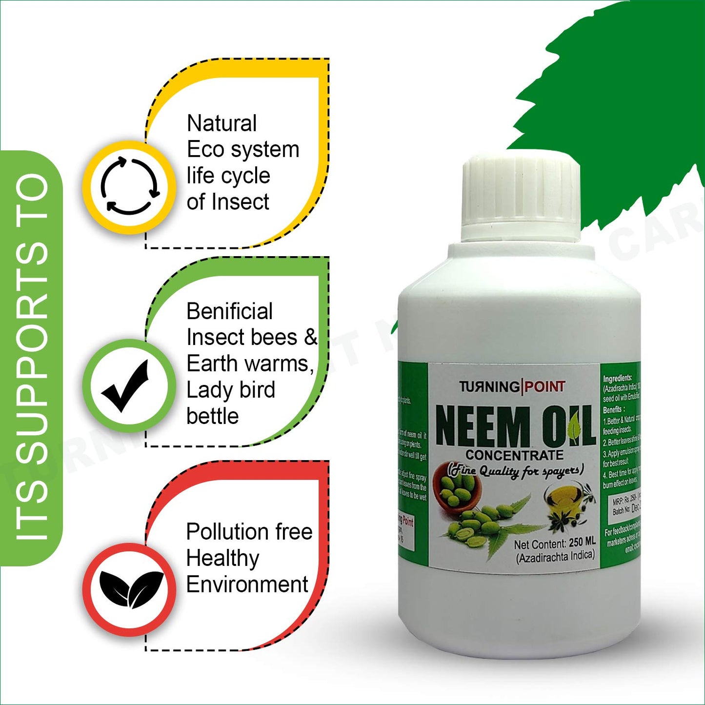 Chipku -Pure Cold Pressed, Water Soluble Insects neem Oil for Spray on Plants and Garden (250 ml)
