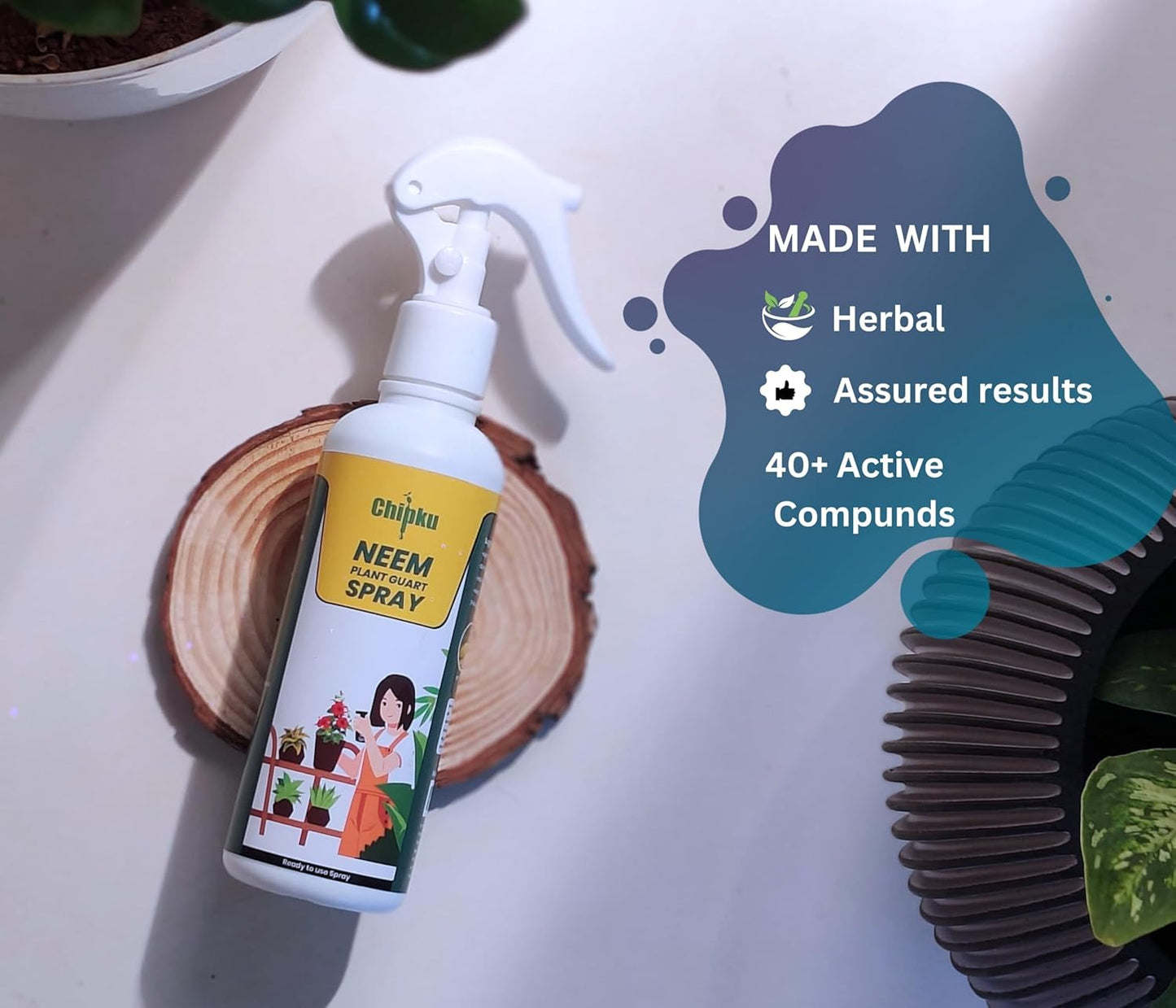 Chipku Neem oil Ready to Use 200ml Pack of 2 Organic Cold Pressed Neem Oil Spray for Indoor and Outdoor Plants | Removes Mealybugs, Fungus, Aphids, Mites and Other Pests from plants