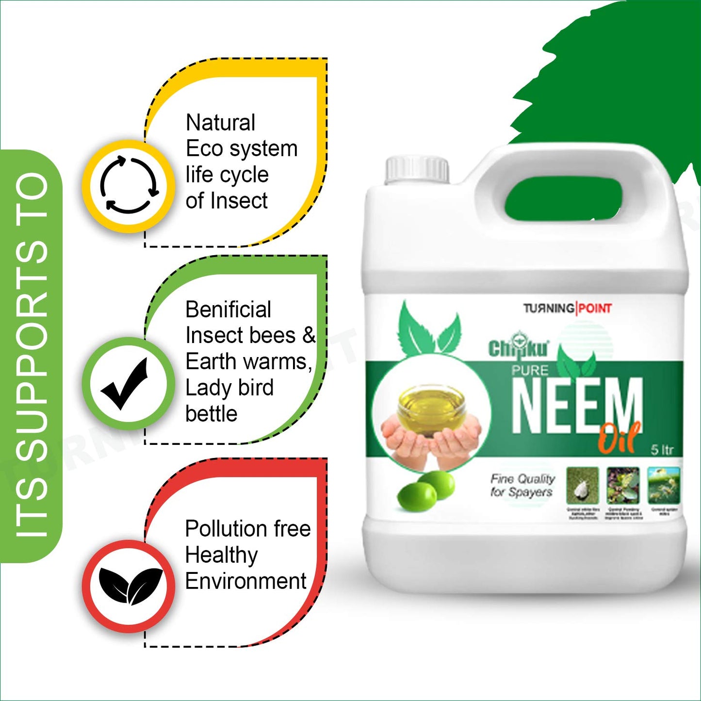 Chipku -Pure Cold Pressed, Water Soluble neem Oil for Spray on Plants and Garden (5Ltr)