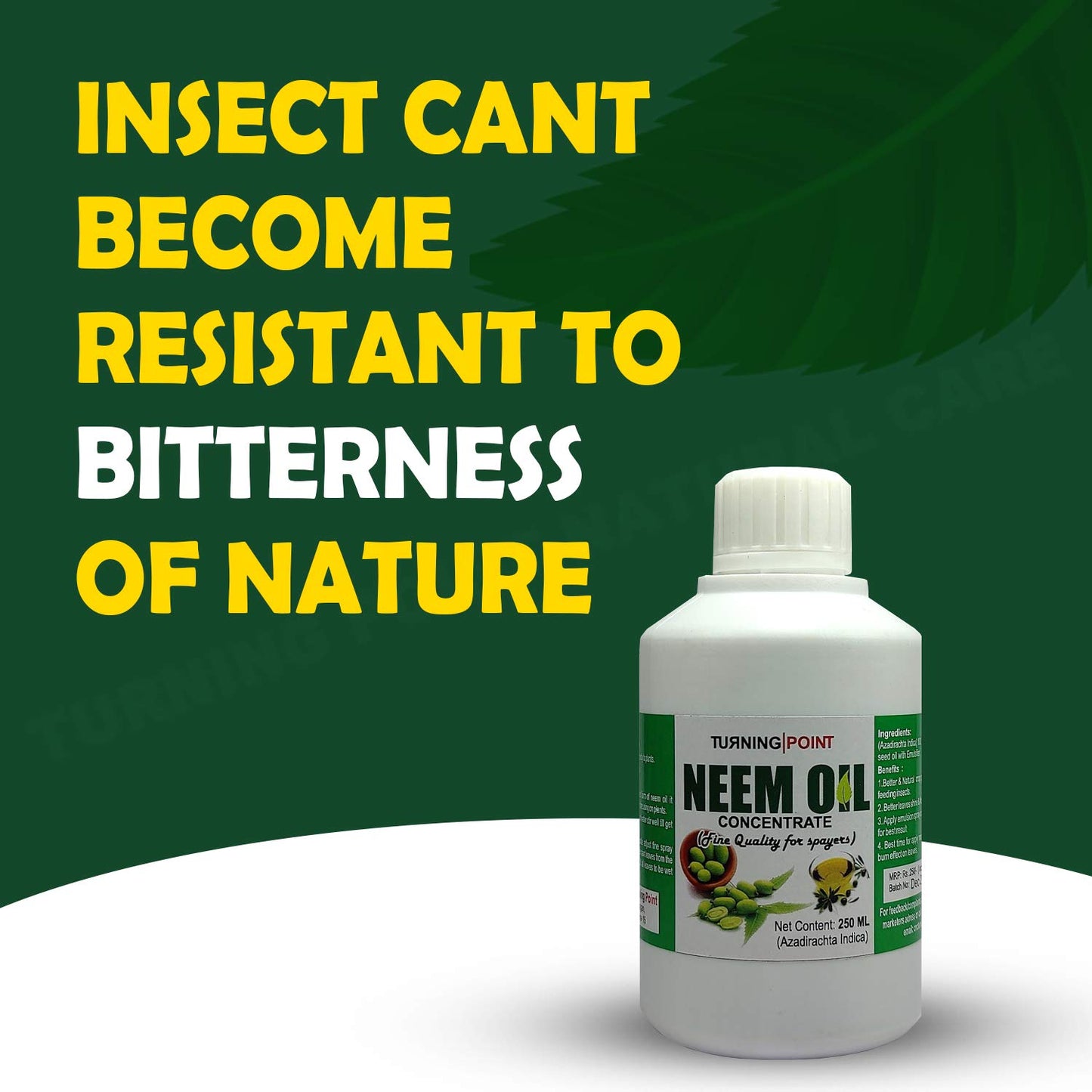 Chipku -Pure Cold Pressed, Water Soluble Insects neem Oil for Spray on Plants and Garden (250 ml)