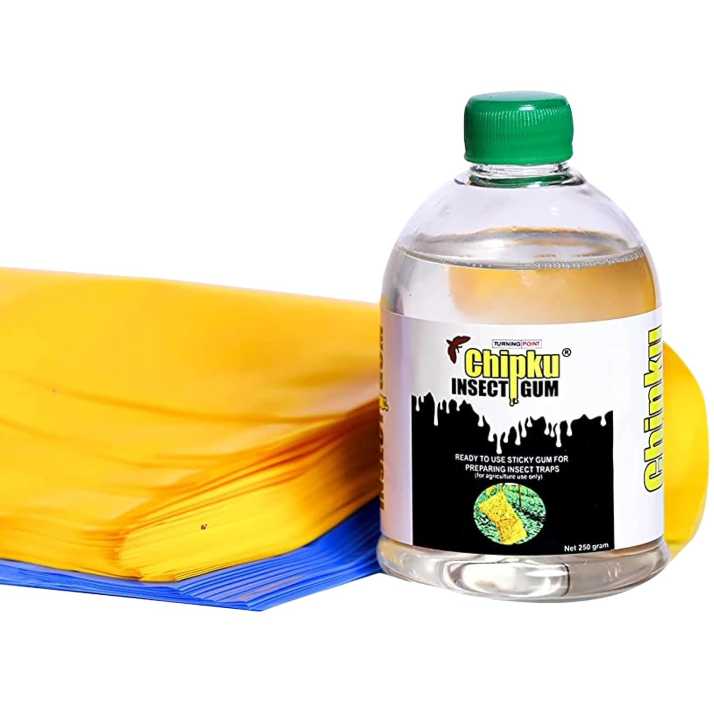 Chipku Sticky Gum & Bags/Insect Sticky Trap/Glue Trap for Garden & Farm- to Control whiteflies, Thrips, jassids (Bags50 +Gum Bottle, Yellow)