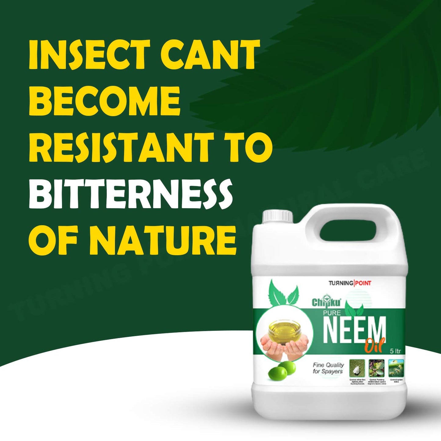 Chipku -Pure Cold Pressed, Water Soluble neem Oil for Spray on Plants and Garden (5Ltr)