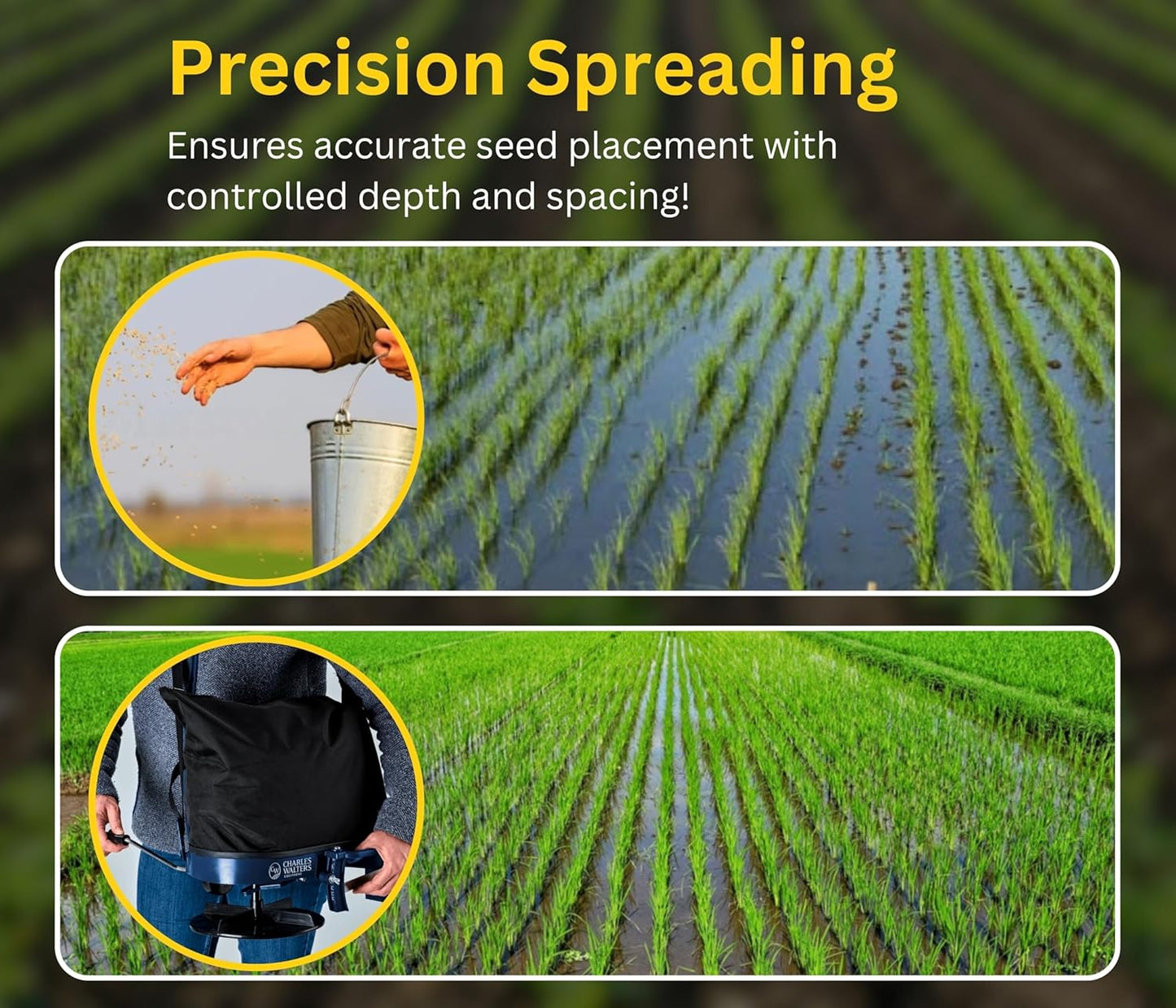 Chipku Shoulder Mounted Fertilizer/Seed Spreader (Handheld Seeder Spreader Bag)
