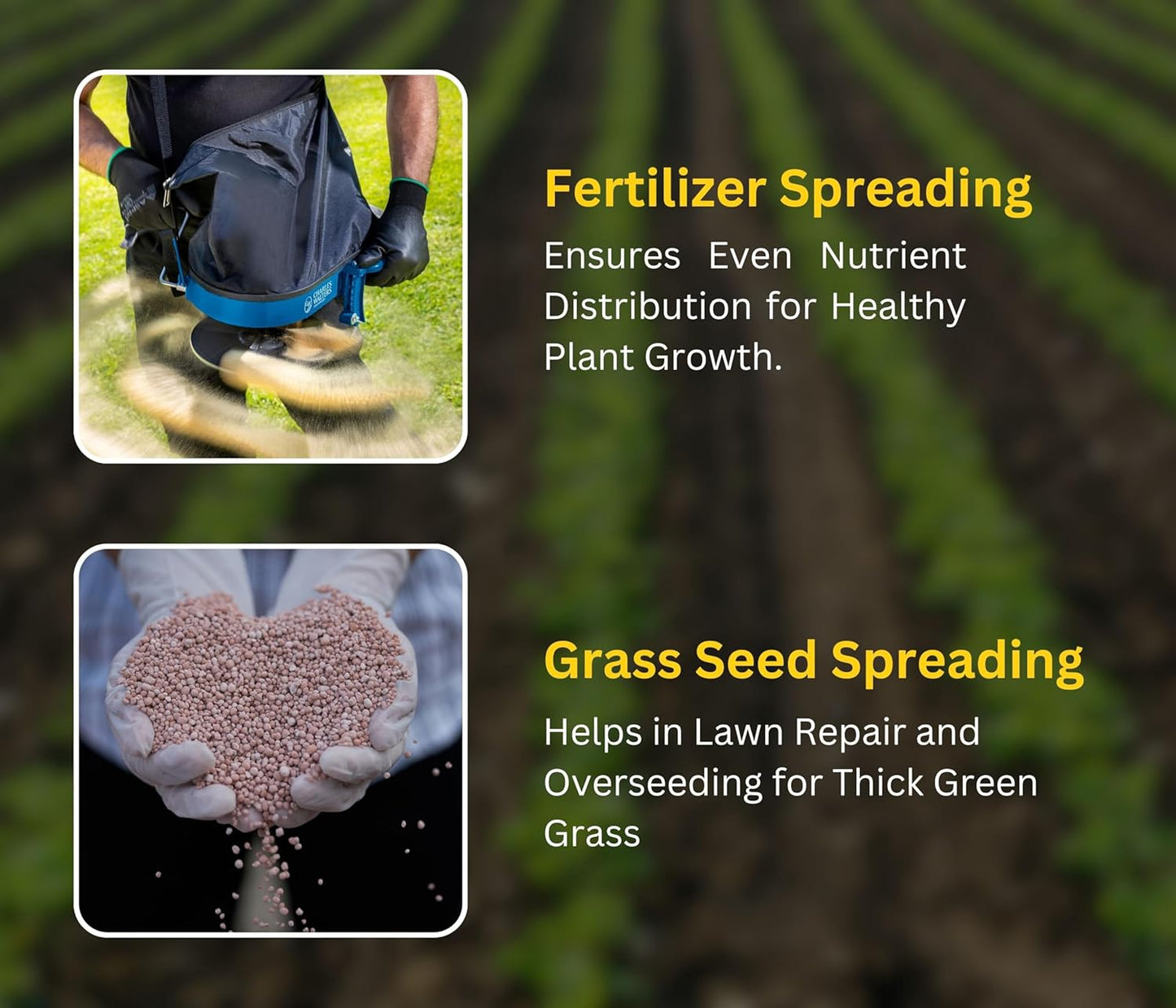 Chipku Shoulder Mounted Fertilizer/Seed Spreader (Handheld Seeder Spreader Bag)