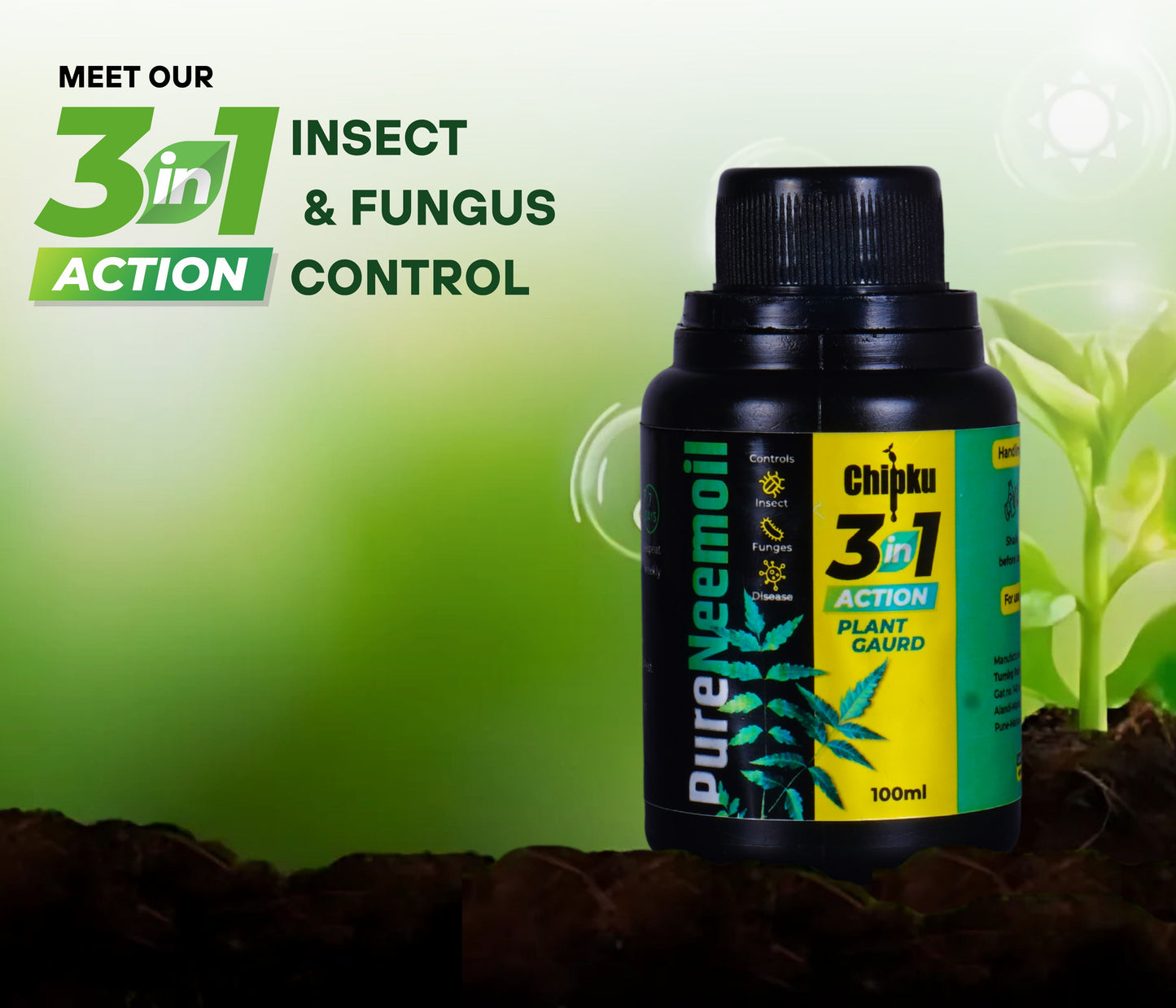 Chipku Pure Cold Pressed Water-soluble Neem Oil - 100 ml