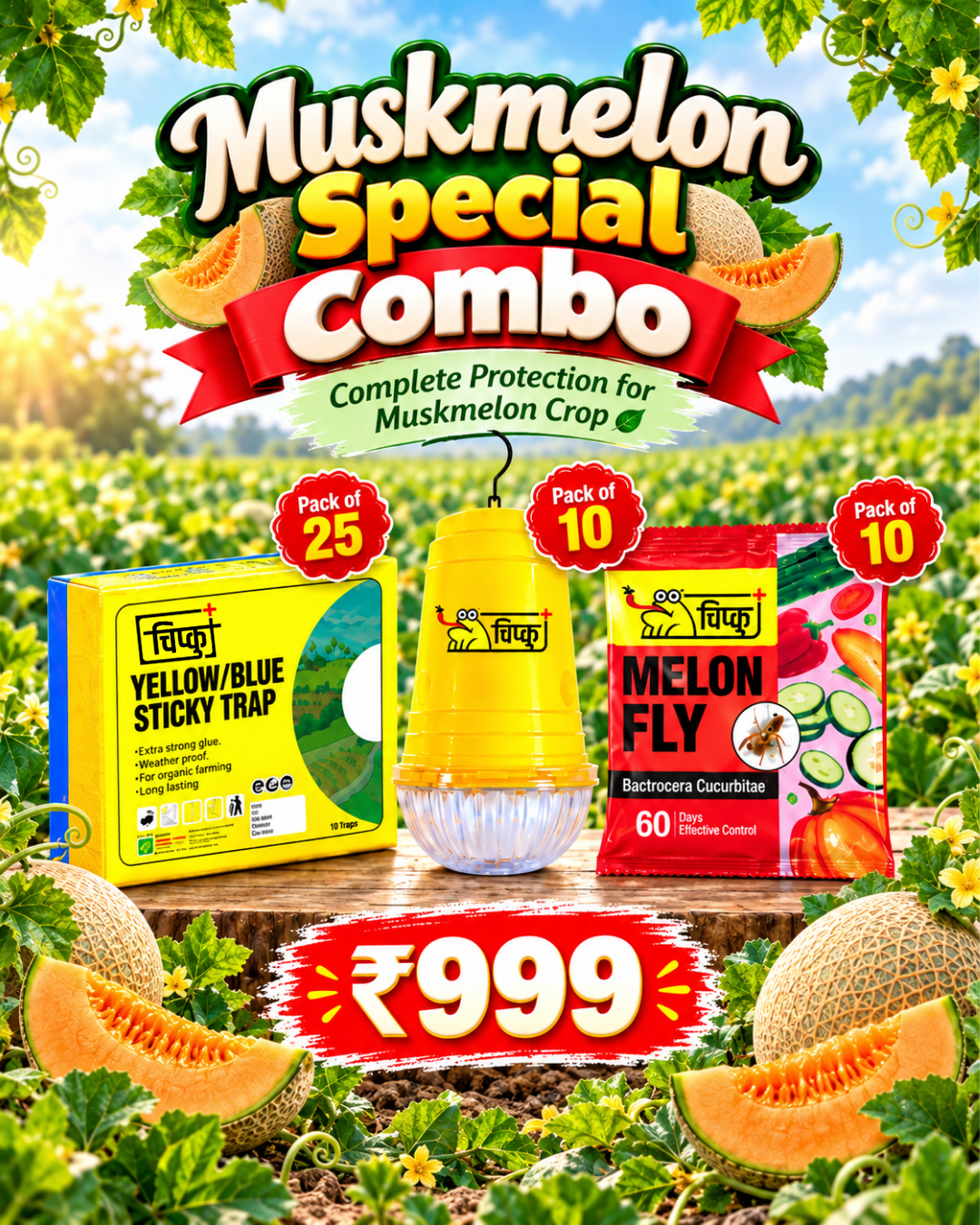 Muskmelon Special Combo(Sticky Trap + Glass10+Melon Fly 10)