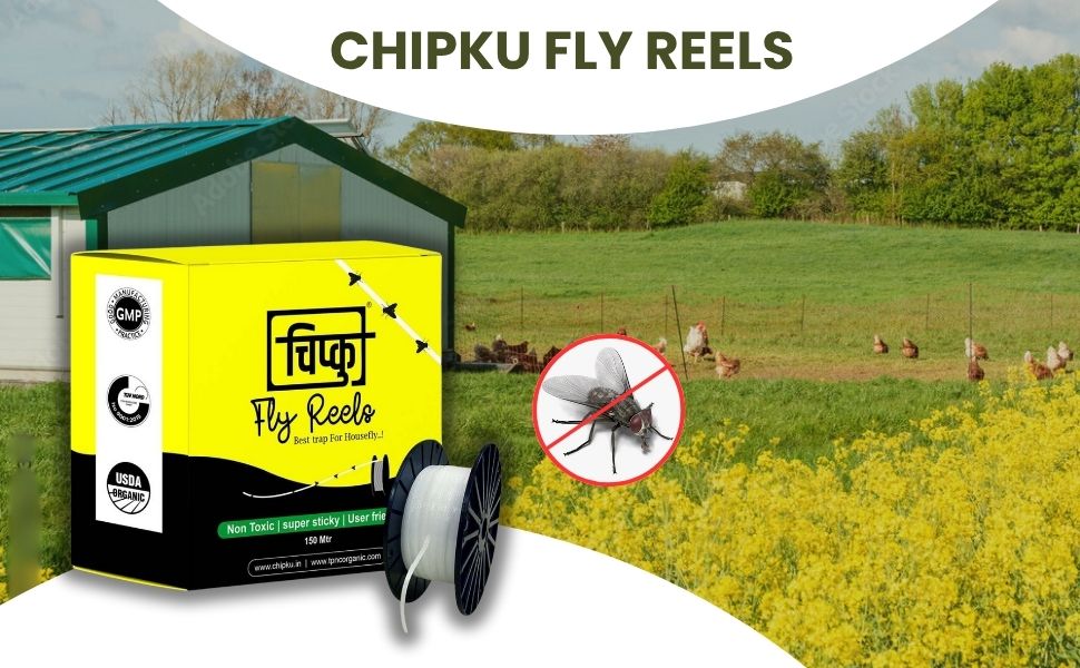 Chipku House Fly Reel – Sticky Fly Trap for Poultry Farms, Cattle Sheds & Hotel Areas