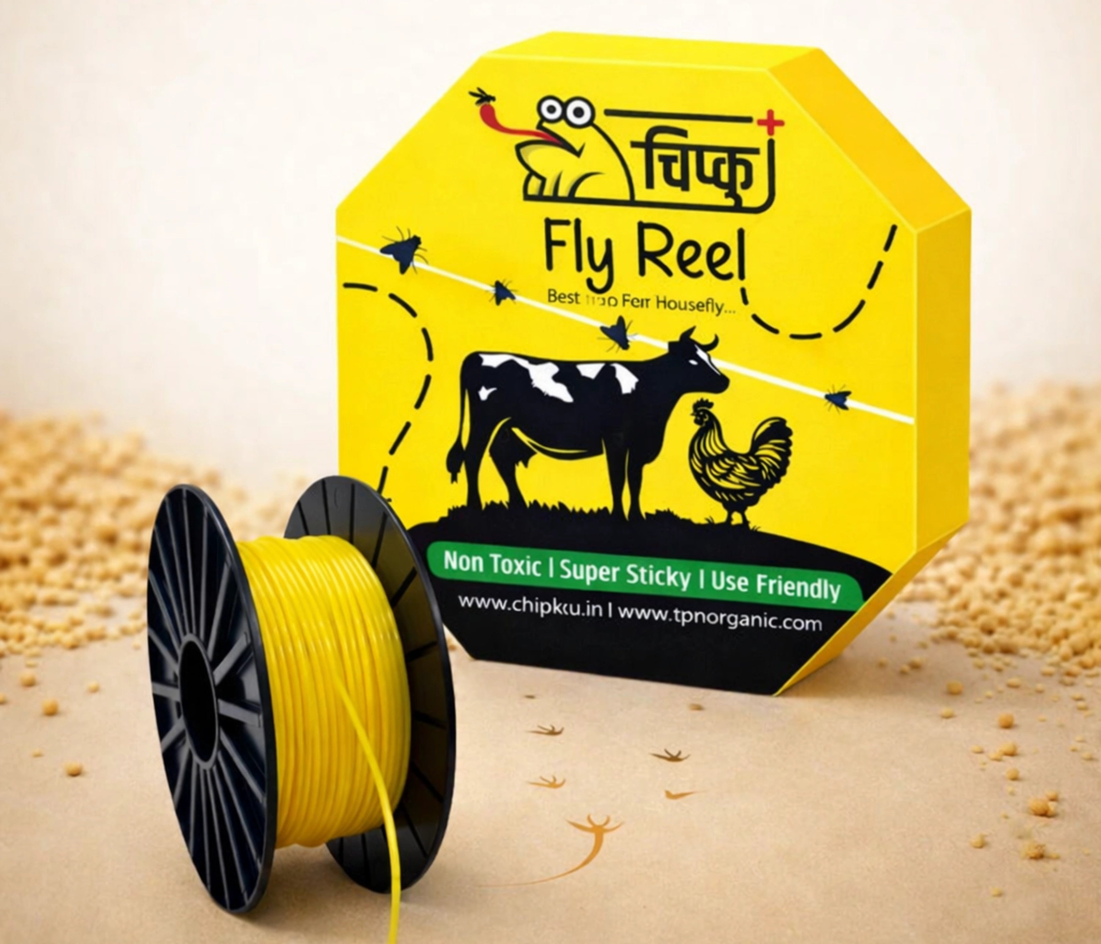 Chipku House Fly Reel – Sticky Fly Trap for Poultry Farms, Cattle Sheds & Hotel Areas