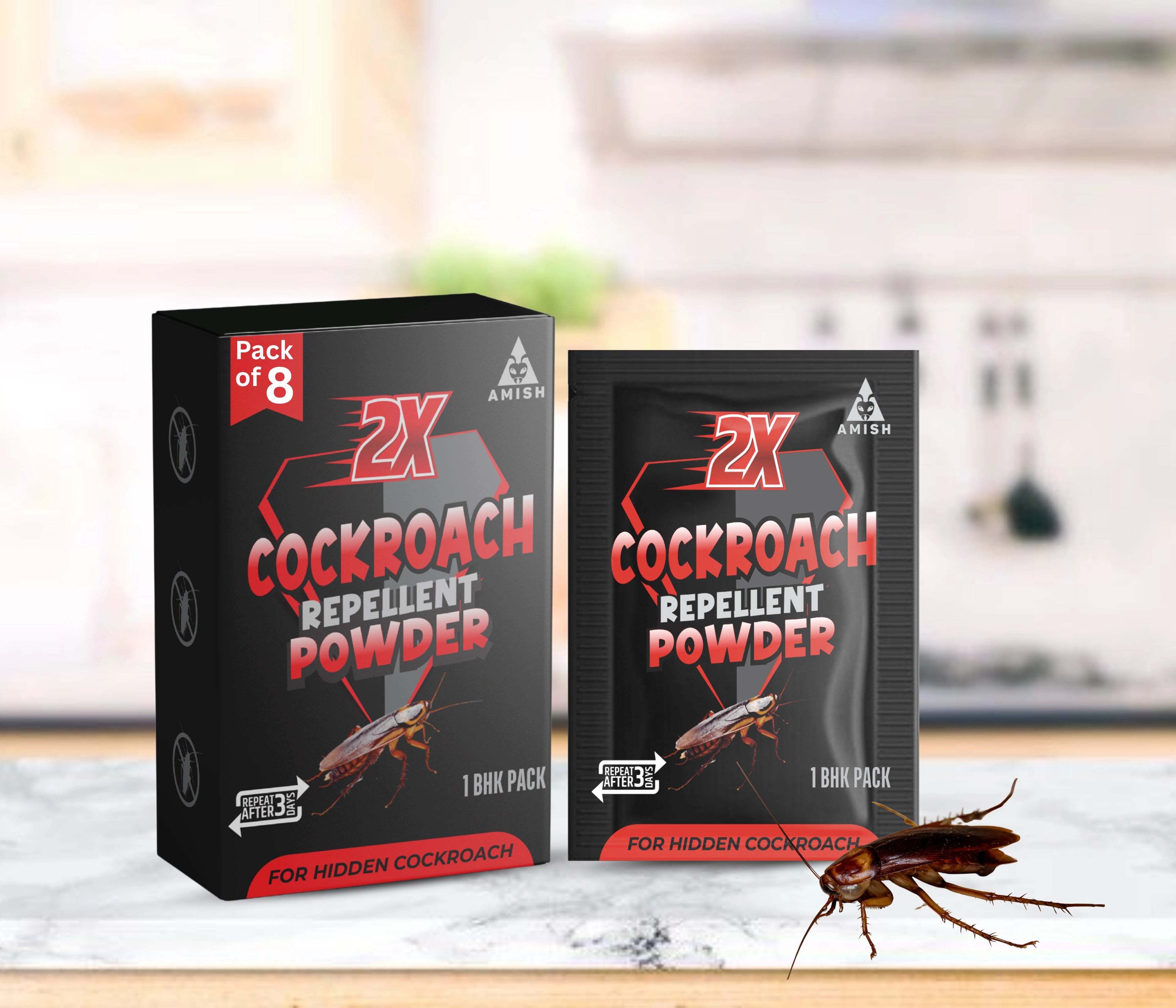 Amish Herbal Super Cockroach Powder-10gm ( Pack of 8)