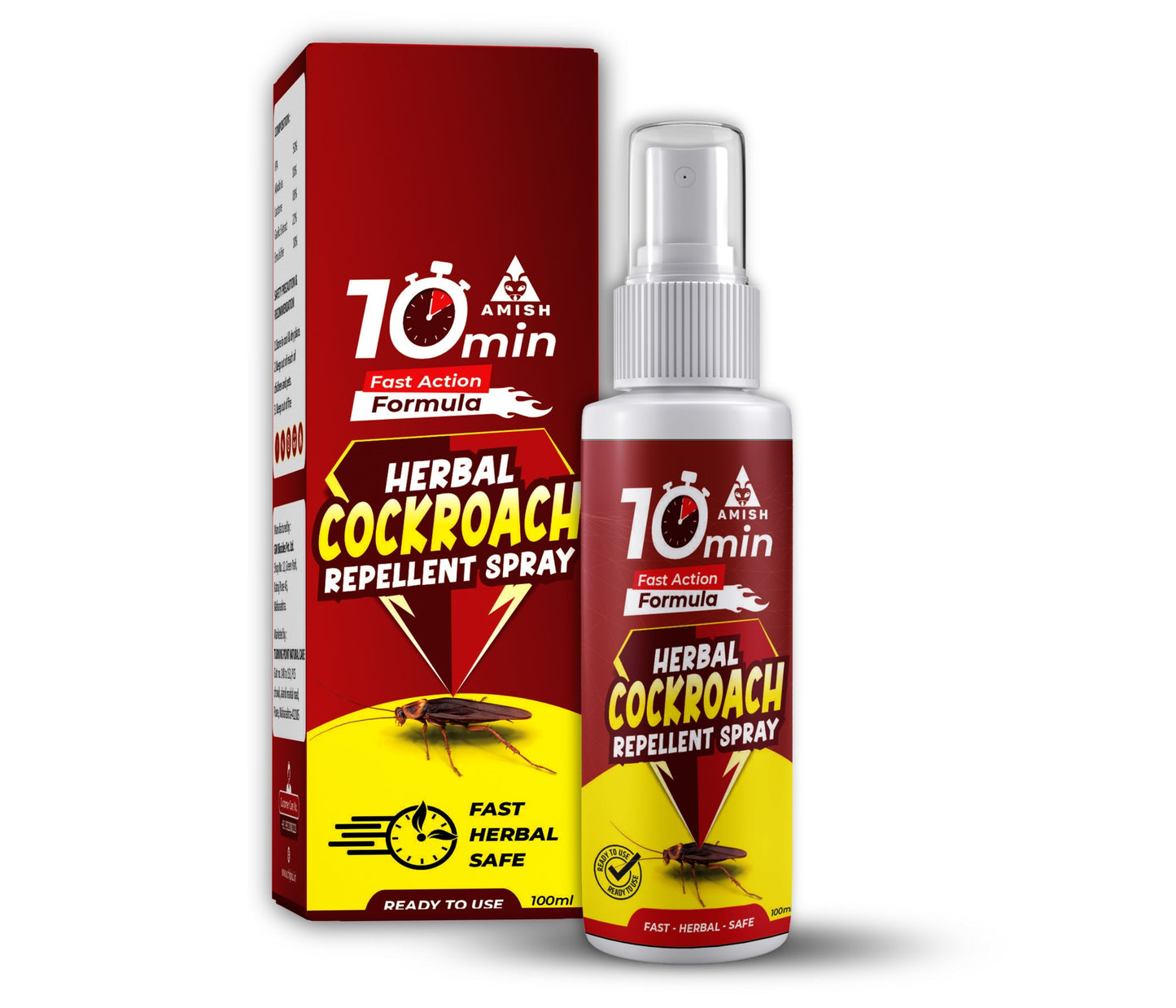 Amish Herbal Cockroach Spray 100ml – Fast-Acting Natural Roach Killer with 10-Minute Results | Safe & Non-Toxic Insect Spray for Home Use