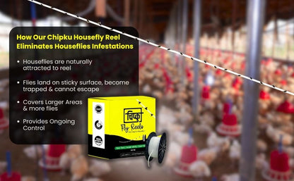 Chipku House Fly Reel – Sticky Fly Trap for Poultry Farms, Cattle Sheds & Hotel Areas