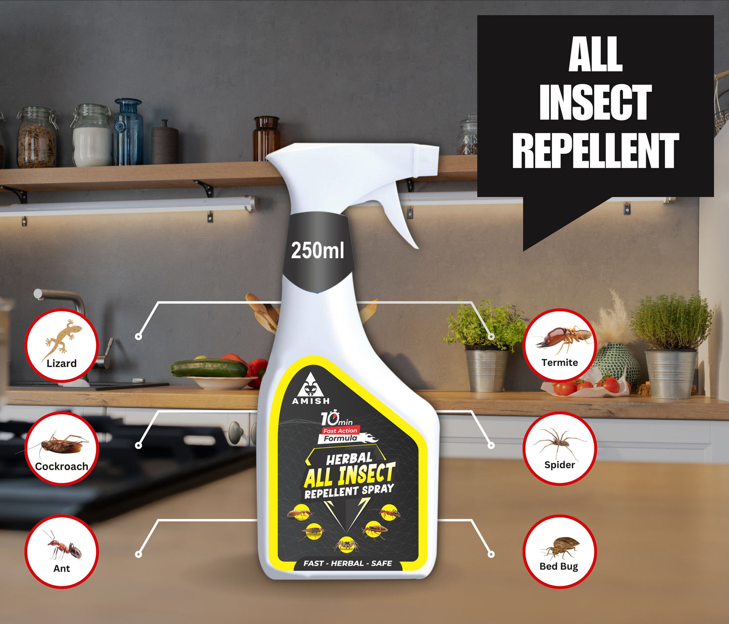 Amish - All-in-One Insect repellent Herbal Spray For Home - 250 ml