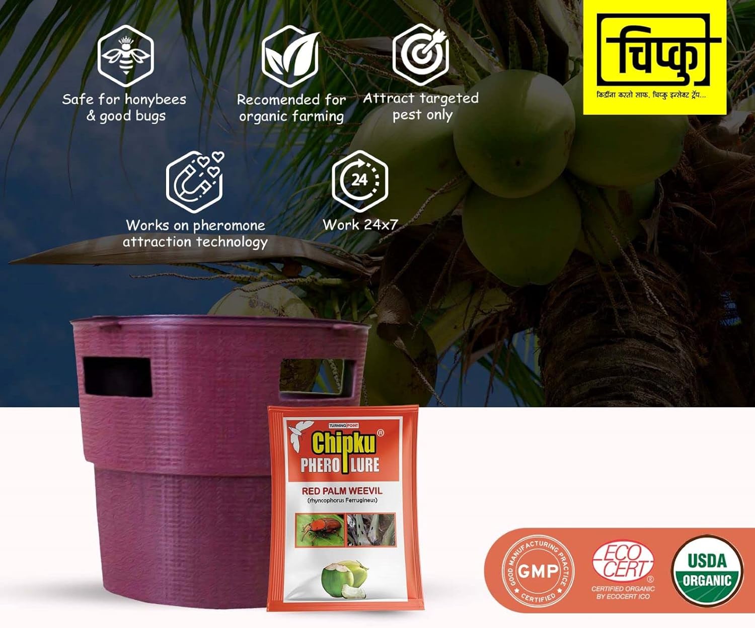 Chipku - Buket Trap with red Palm Weevil Pack of 10