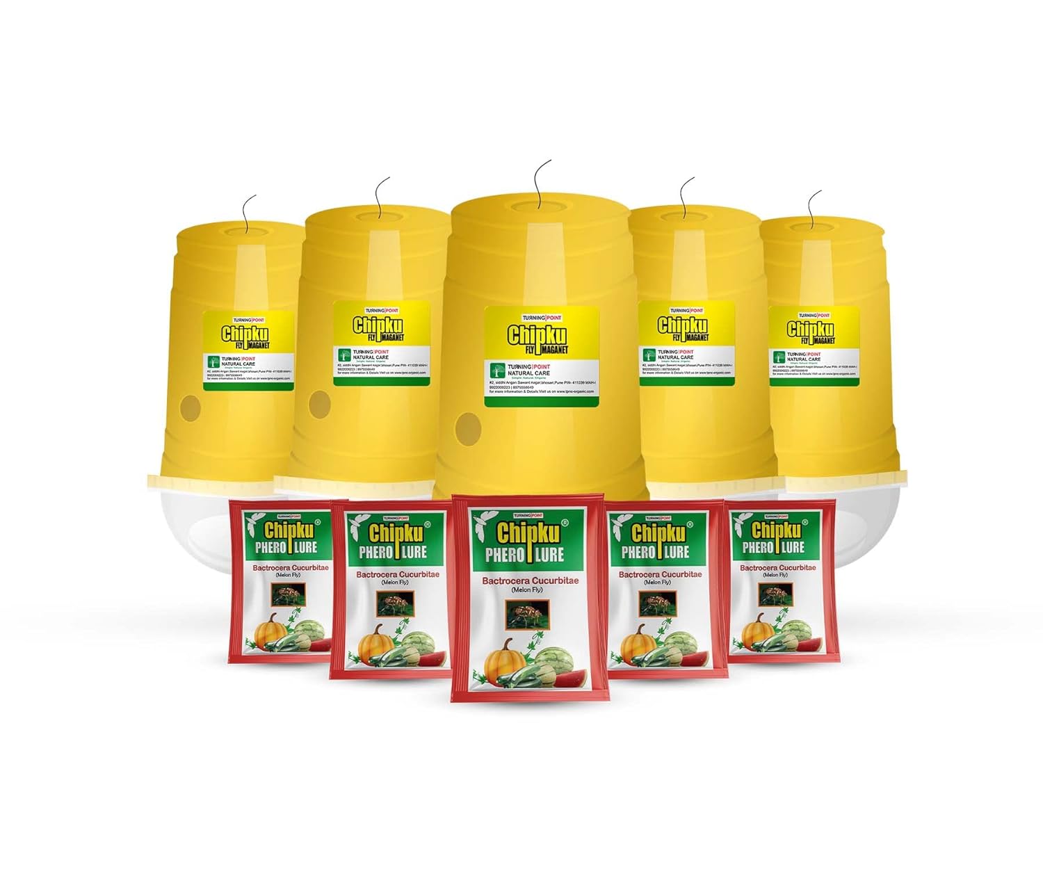 Chipku Melonfly Glass Trap phermone Trap for bactocera Cucurbitae/Insect Trap for Orchards and Climer Crops with pheromone Lure Combo Pack of 5