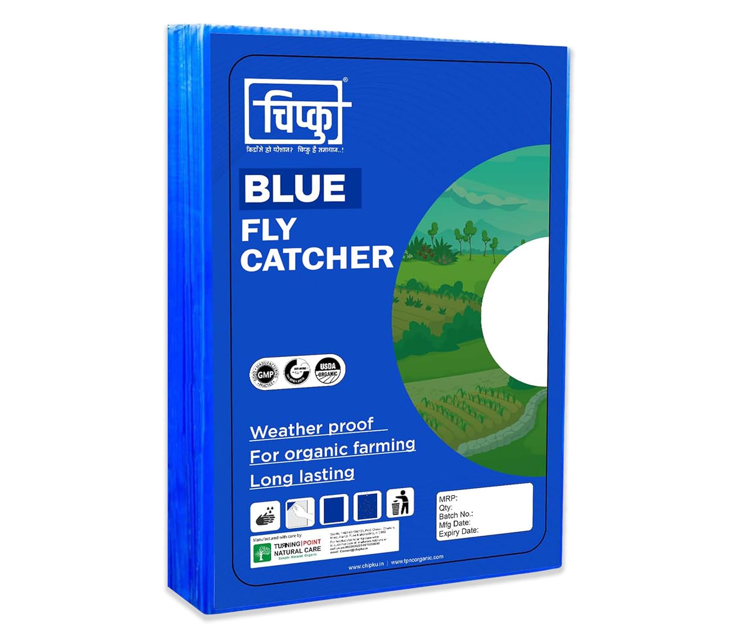 Chipku Blue Fly Catcher for Farming Gardening Sticky Trap for Harmful Insect, White Fly, Insect Trap, Glue Trap (A4 200X300MM Blue, Pack of 100)