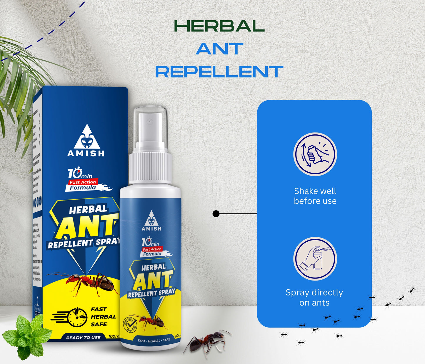 Amish Ant repellent 100ml Ready to us herbal spray for home and kitchen