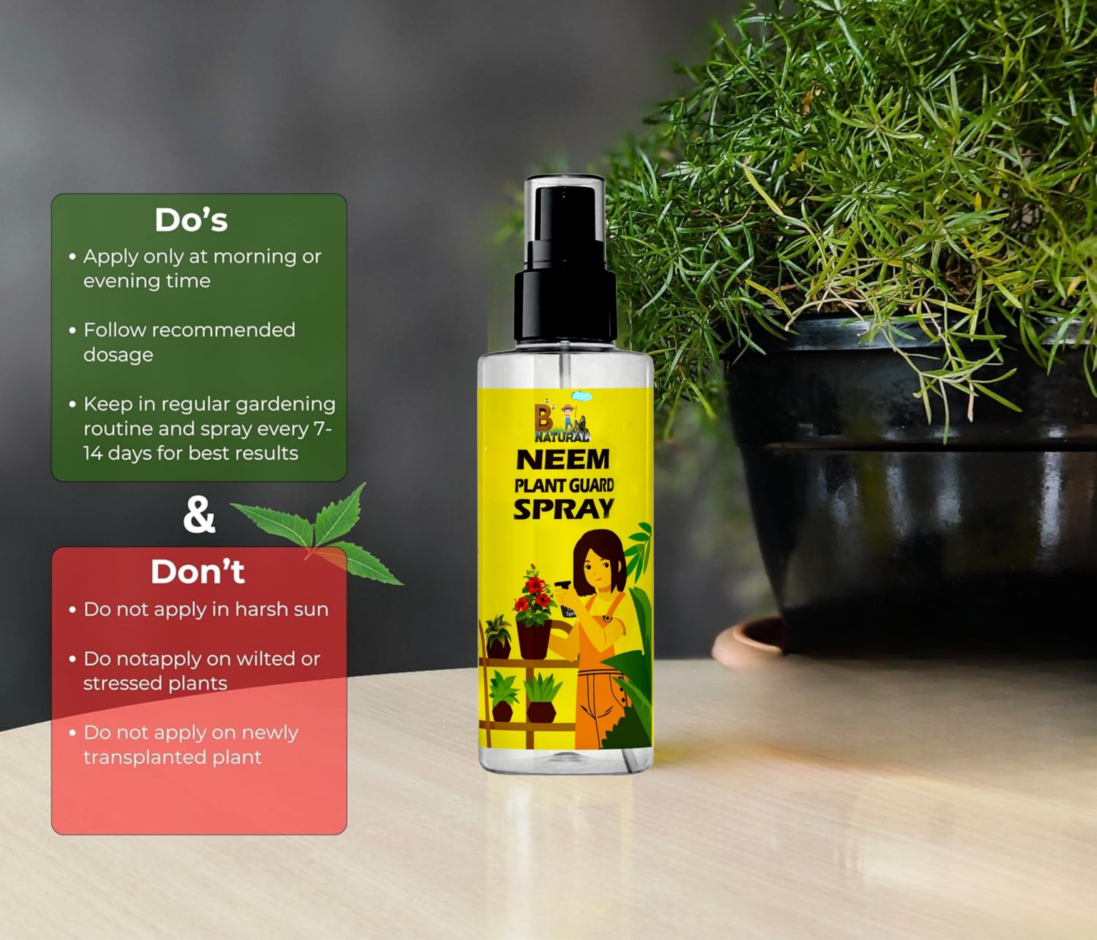 B Natural Herbal Pureneem Spray 100ml | Assured Results for Mealy Bugs 100 ml pack of 2