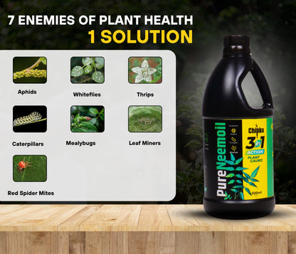 Chipku Pure Cold Pressed Water-Soluble Neem Oil for Insects Spray on Plants and Garden (Pack of 1 Ltr, Brown)