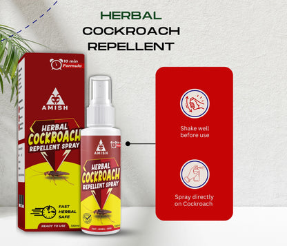 Amish Herbal Cockroach Spray 100ml – Fast-Acting Natural Roach Killer with 10-Minute Results | Safe & Non-Toxic Insect Spray for Home Use